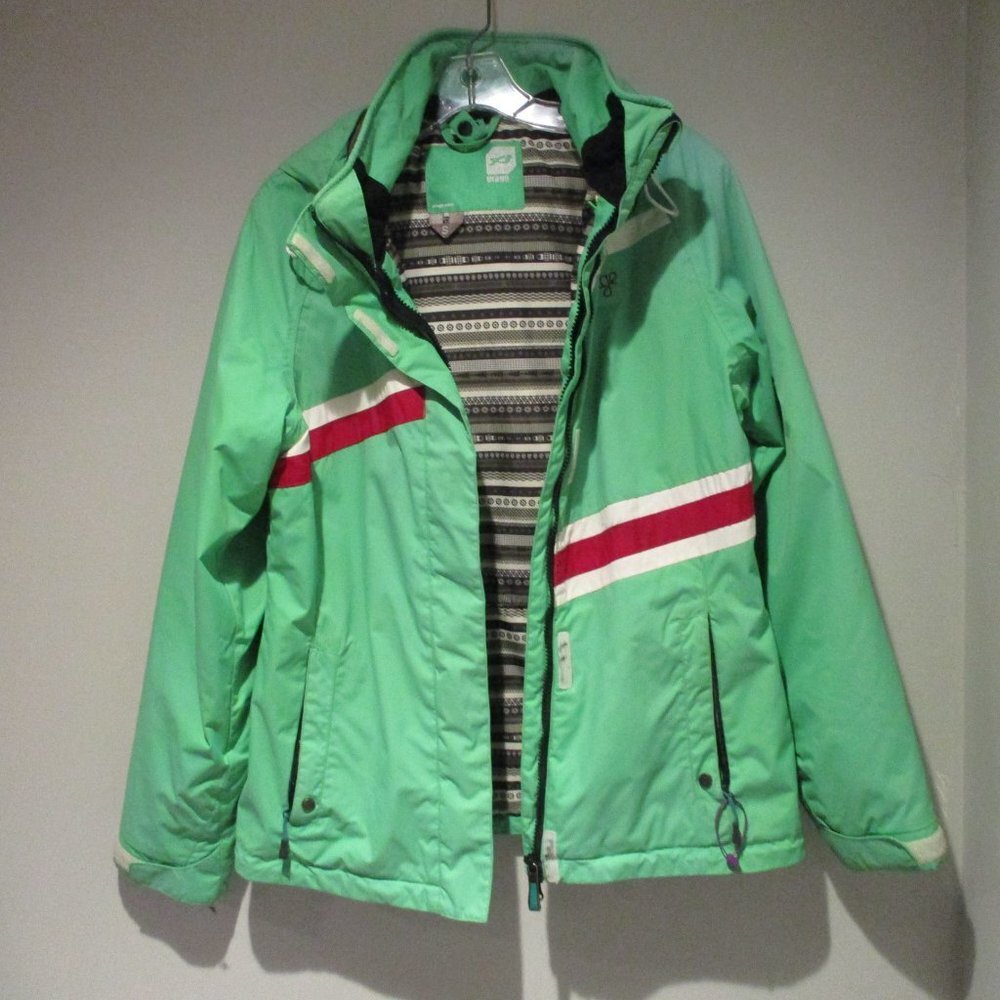 Womens Orage Ski Snow Winter Jacket 3 in 1 Green White Hooded - Picture 6 of 12